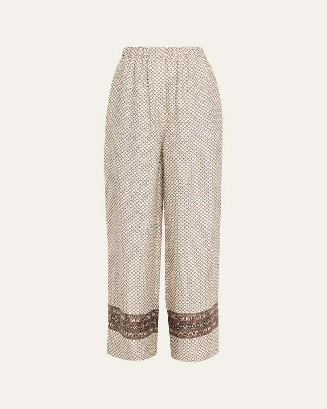 Valerio Silk Straight-Leg Pull-On Trousers